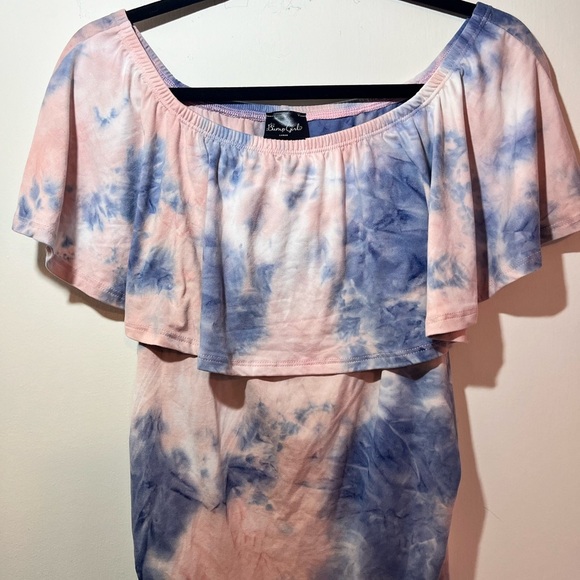 Bump Girls Maternity Womens sleeveless blue/pink Tie Dye bodycon dress, Size L - Picture 3 of 6